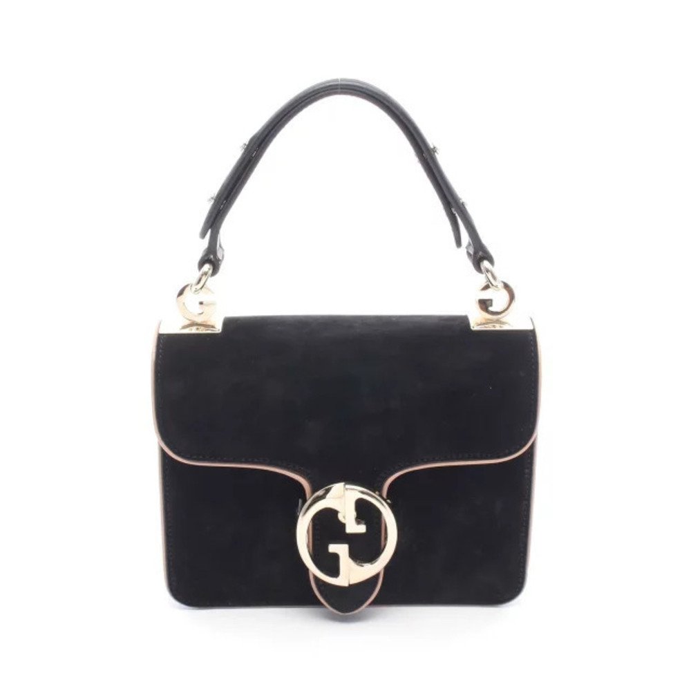 Gucci Flap Handbag Leather Black Pink